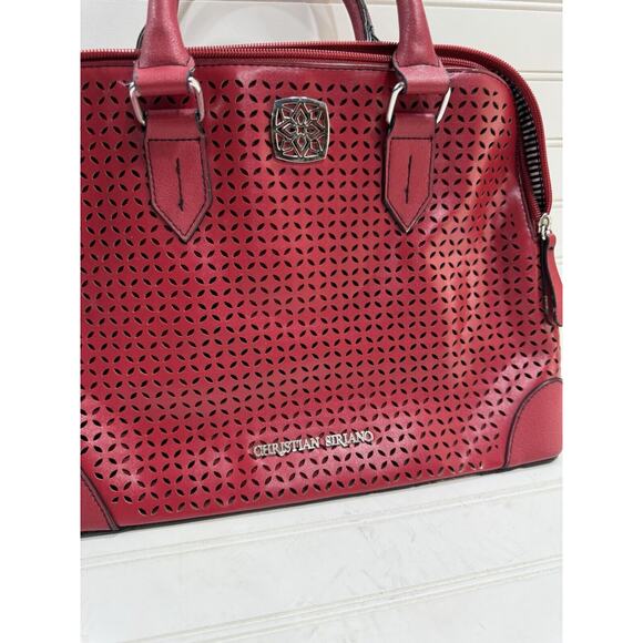 Christian Siriano for Payless Red Double Handle Satchel Handbag Purse - Picture 2 of 8